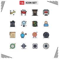 conjunto de 16 iconos de interfaz de usuario modernos símbolos signos para barril html arco encontrar monumento elementos de diseño de vectores creativos editables