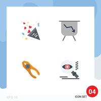 4 Universal Flat Icon Signs Symbols of celebration tongs love performance tool Editable Vector Design Elements