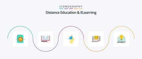 paquete de iconos flat 5 de educación a distancia y elearning que incluye bombilla. tableta. usuario. teléfono inteligente solicitud vector