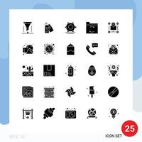 25 Universal Solid Glyphs Set for Web and Mobile Applications chip location sale sync backup Editable Vector Design Elements