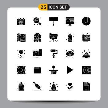 Set of 25 Modern UI Icons Symbols Signs for ball web data love app Editable Vector Design Elements