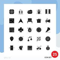Group of 25 Modern Solid Glyphs Set for interior draw signs plant cactus Editable Vector Design Elements
