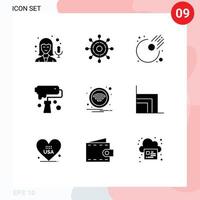 9 Thematic Vector Solid Glyphs and Editable Symbols of sign wifi meteor technology creativity Editable Vector Design Elements