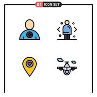 Pictogram Set of 4 Simple Filledline Flat Colors of avatar marketing favorite compare location Editable Vector Design Elements