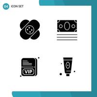 Set of 4 Modern UI Icons Symbols Signs for healthcare member wound online beauty Editable Vector Design Elements