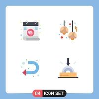 4 Universal Flat Icons Set for Web and Mobile Applications letter sign bulb lamps left Editable Vector Design Elements