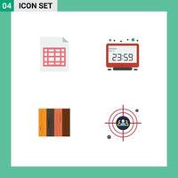 4 Universal Flat Icon Signs Symbols of document furniture clock computer time design Editable Vector Design Elements