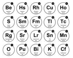 diseño de paquete de iconos de 20 tablas preiodicas de los elementos vector