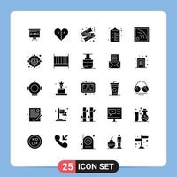 Modern Set of 25 Solid Glyphs and symbols such as signal clipboard broken list cyber monday sale Editable Vector Design Elements