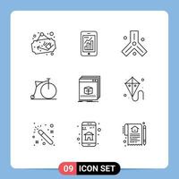 Outline Pack of 9 Universal Symbols of software vehicles mobile graph transport science Editable Vector Design Elements