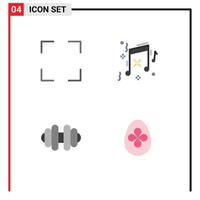 Group of 4 Flat Icons Signs and Symbols for full easter birthday dumbbell egg Editable Vector Design Elements