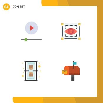 Set of 4 Vector Flat Icons on Grid for devices hourglass technology sketching time Editable Vector Design Elements