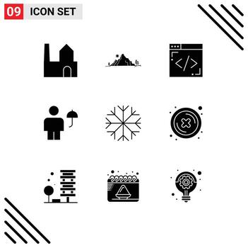 9 concepto de glifo sólido para sitios web móviles y aplicaciones naturaleza proteger árbol avatar humano elementos de diseño vectorial editables vector