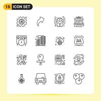 Modern Set of 16 Outlines Pictograph of web sweets best food cake Editable Vector Design Elements