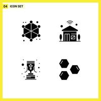 User Interface Pack of 4 Basic Solid Glyphs of analytics cup web internet of things reward Editable Vector Design Elements