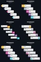 Vector 6 Infographics Pack Presentation slide template 5 Steps cycle diagrams and timelines