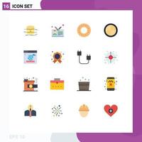 16 Universal Flat Colors Set for Web and Mobile Applications database employee card infographics card doughnut Editable Pack of Creative Vector Design Elements