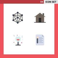 Group of 4 Flat Icons Signs and Symbols for data wine machine entrance celebration Editable Vector Design Elements