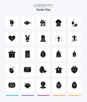 Creative Easter 25 Glyph Solid Black icon pack  Such As egg. easter. cart. food. cake vector