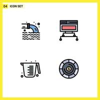 4 Creative Icons Modern Signs and Symbols of pipe cooking sewage data measuring Editable Vector Design Elements