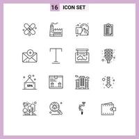 Group of 16 Modern Outlines Set for mail medical geometrical file presentation Editable Vector Design Elements