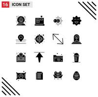 Pack of 16 creative Solid Glyphs of audience way sunny location emojis Editable Vector Design Elements