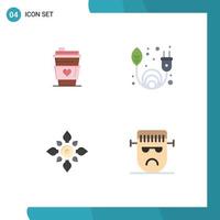 Pictogram Set of 4 Simple Flat Icons of glass decoration wedding renewable hindu Editable Vector Design Elements