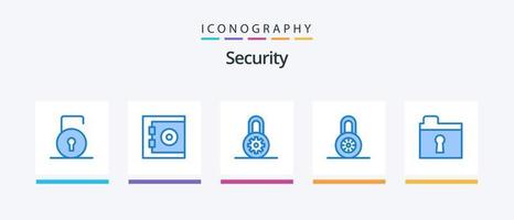 paquete de iconos azul de seguridad 5 que incluye . privado. cerrar. ojo de cerradura. proteccion. diseño de iconos creativos vector