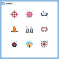 Set of 9 Modern UI Icons Symbols Signs for computer stop glasses roadblock protection Editable Vector Design Elements