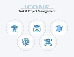 Task And Project Management Blue Icon Pack 5 Icon Design. communication. gear. share. setting. setting vector