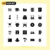 User Interface Pack of 25 Basic Solid Glyphs of page play boat ui grid Editable Vector Design Elements