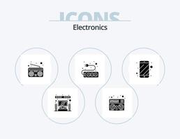 paquete de iconos de glifos electrónicos 5 diseño de iconos. . teléfono. medios de comunicación. móvil. enchufe vector