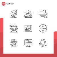 Pictogram Set of 9 Simple Outlines of law court help conclusion wind Editable Vector Design Elements