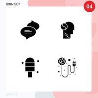 4 Universal Solid Glyphs Set for Web and Mobile Applications chatting heart svg mind recharge Editable Vector Design Elements