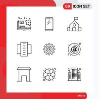 Modern Set of 9 Outlines Pictograph of flats building android apartments school Editable Vector Design Elements