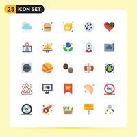 25 Universal Flat Color Signs Symbols of navigation favorite bacteria like heart Editable Vector Design Elements