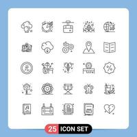 Set of 25 Modern UI Icons Symbols Signs for table restaurant management dinner ski Editable Vector Design Elements