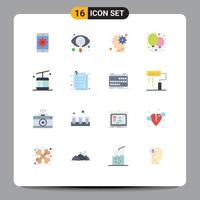 Group of 16 Flat Colors Signs and Symbols for application idea setting seen process Editable Pack of Creative Vector Design Elements