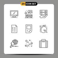 Outline Pack of 9 Universal Symbols of device education image file control Editable Vector Design Elements