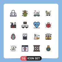 Set of 16 Modern UI Icons Symbols Signs for backup hospital receptionist stone hospital reception shopping Editable Creative Vector Design Elements