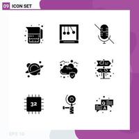 Stock Vector Icon Pack of 9 Line Signs and Symbols for board data microphone cloud science Editable Vector Design Elements