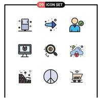 Pictogram Set of 9 Simple Filledline Flat Colors of copyright security right lock computer Editable Vector Design Elements
