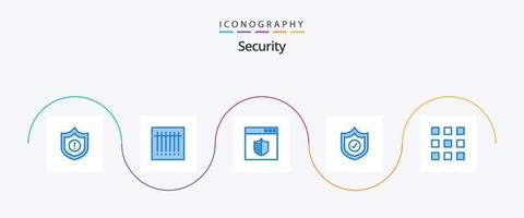 paquete de iconos azul de seguridad 5 que incluye el número. cerraduras de llave blindaje. código. blindaje vector