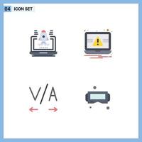 User Interface Pack of 4 Basic Flat Icons of business device essentials alert google glass Editable Vector Design Elements