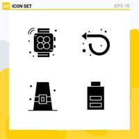 Set of 4 Modern UI Icons Symbols Signs for handwatch cap arrow left hat Editable Vector Design Elements