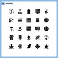 Universal Icon Symbols Group of 25 Modern Solid Glyphs of fragnence web spa server hosting Editable Vector Design Elements