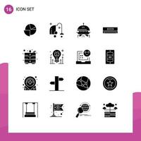 Modern Set of 16 Solid Glyphs Pictograph of table draw astronomy technology cooling Editable Vector Design Elements