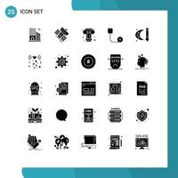 Universal Icon Symbols Group of 25 Modern Solid Glyphs of paint pallet hardware art devices computers Editable Vector Design Elements