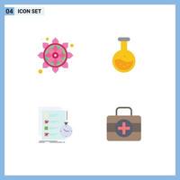 4 Thematic Vector Flat Icons and Editable Symbols of flower todo rangoli science list Editable Vector Design Elements