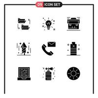 9 User Interface Solid Glyph Pack of modern Signs and Symbols of party celebration solution suitcase portfolio Editable Vector Design Elements